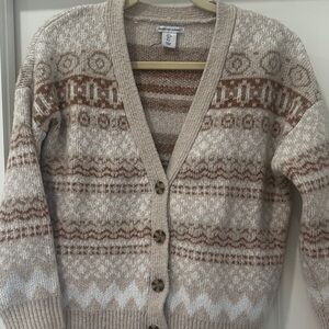 cupcakes & cashmere Tan and Cream Patterned Cardigan